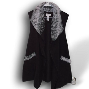 Le mode fleece vest with fur like collar size s-l